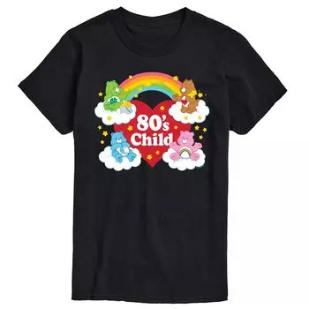 Детская футболка с рисунком Big & Tall Care Bears в стиле 80-х годов Licensed Character, черный