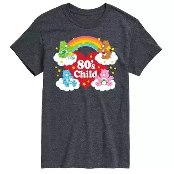 Детская футболка с рисунком Big & Tall Care Bears в стиле 80-х годов Licensed Character, серый