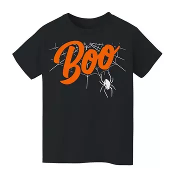 Детская футболка с рисунком Boo Spiderweb для Хэллоуина 8–20 лет Licensed Character, черный