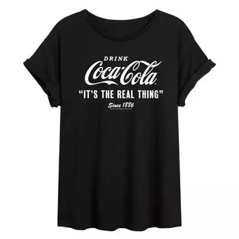 Детская футболка с рисунком Coca-Cola Real Thing Flowy Coke Licensed Character, черный
