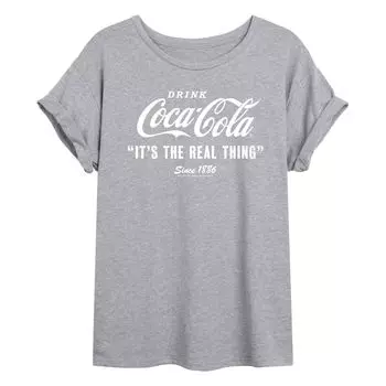 Детская футболка с рисунком Coca-Cola Real Thing Flowy Coke Licensed Character, серый