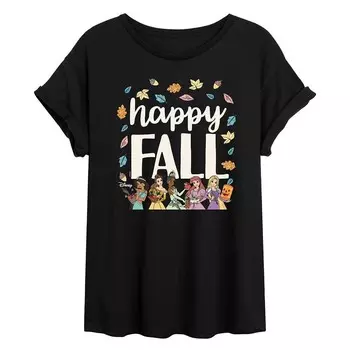 Детская футболка с рисунком Disney Princess Happy Fall Crew Licensed Character, черный