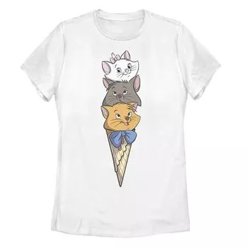 Детская футболка с рисунком Disney's The Aristocats Kitten Ice Cream Stack Licensed Character, белый