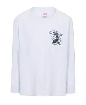 Детская футболка с рисунком для раковины или плавания с длинными рукавами для мальчиков Psycho Tuna, белый