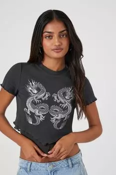 Детская футболка с рисунком дракона Forever 21, черный