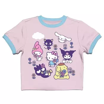 Детская футболка с рисунком Hello Kitty & Friends Smell the Flowers Licensed Character, розовый