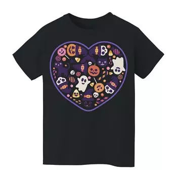 Детская футболка с рисунком I Heart Halloween Halloween для детей 8–20 лет Licensed Character, черный