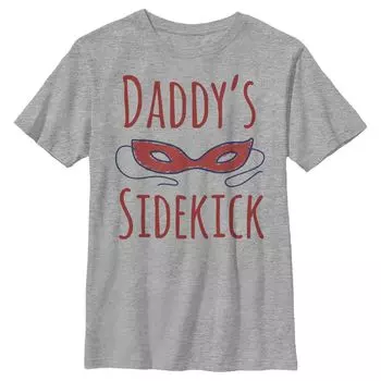 Детская футболка с рисунком ко Дню отца для мальчиков 8–20 лет Daddy's Masked Super Sidekick Licensed Character