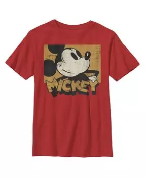 Детская футболка с рисунком Микки и друзей в стиле ретро с эффектом потертости и квадратной рамкой для мальчиков Disney