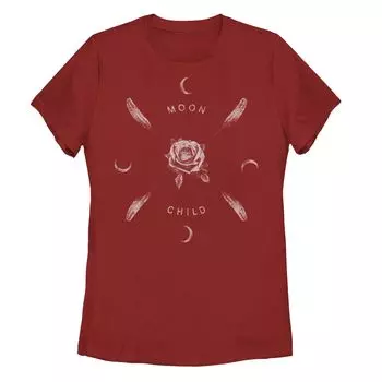 Детская футболка с рисунком Moon Child Feathers, красный