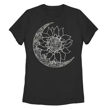 Детская футболка с рисунком Moon & Sun Inside Sunflower, черный