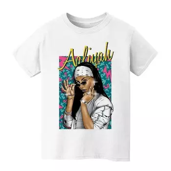 Детская футболка с рисунком мультфильма Aaliyah 90-х годов Licensed Character, белый