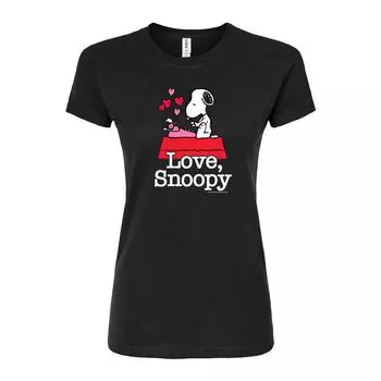 Детская футболка с рисунком Peanuts "Love, Snoopy" Licensed Character, черный