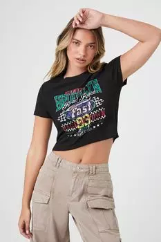 Детская футболка с рисунком Road Race Forever 21, черный