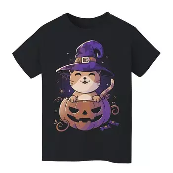 Детская футболка с рисунком Spooky Kitty Halloween для детей 8–20 лет Licensed Character, черный