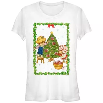 Детская футболка с рисунком Strawberry Shortcake Christmas Card и приталенным рисунком Licensed Character, белый