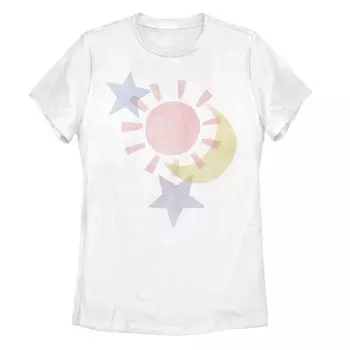 Детская футболка с рисунком Sun Moon Star Galactic, белый