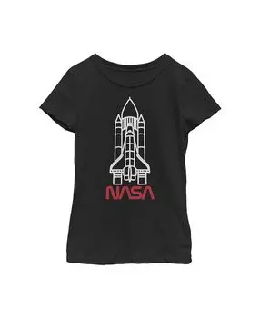 Детская футболка с рисунком «Запуск ракеты космического корабля» для девочек NASA