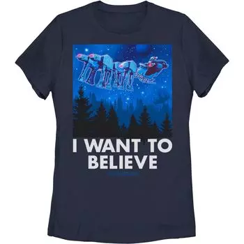 Детская футболка с рисунком «Звездные войны: Санта-Вейдер и летающие имперские ходоки» Star Wars, темно-синий