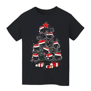 Детская футболка с рождественским рисунком Top Pile Of XMas Cats для детей 8–20 лет Licensed Character, черный