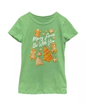 Детская футболка с рождественскими пряниками «Звездные войны» для девочек «Merry Force Be With You» Disney Lucasfilm