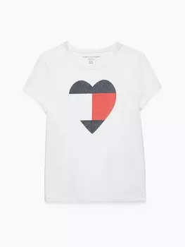 Детская футболка с сердцем Tommy Hilfiger, классический белый
