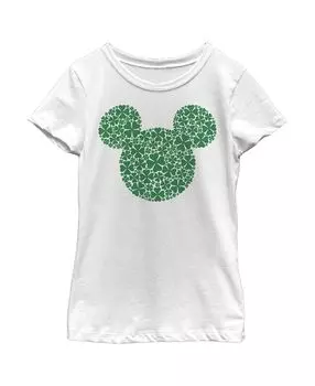 Детская футболка с силуэтом клевера и Микки Маусом для девочек «Микки и друзья» Disney