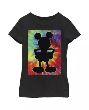 Детская футболка с силуэтом Микки и друзей Микки Мауса в стиле ретро тай-дай для девочек Disney