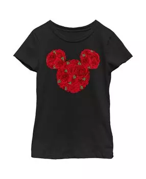 Детская футболка с силуэтом розы «Микки и друзья» для девочек «Микки Маус» Disney