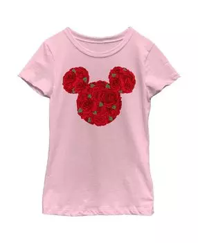 Детская футболка с силуэтом розы «Микки и друзья» для девочек «Микки Маус» Disney