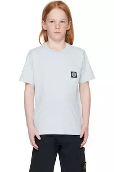 Детская футболка с синим карманом Stone Island Junior