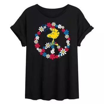 Детская футболка с струящимся рисунком Peanuts Snoopy Peace Americana Licensed Character, черный