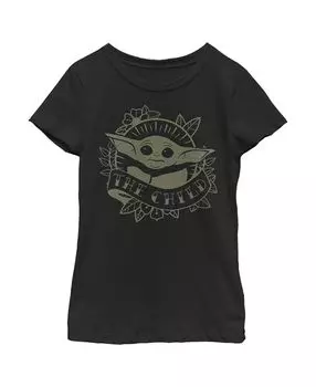 Детская футболка с татуировкой «Звездные войны: Мандалорец Грогу» для девочек Disney Lucasfilm
