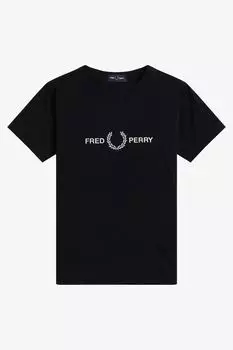 Детская футболка с вышивкой Fred Perry, черный
