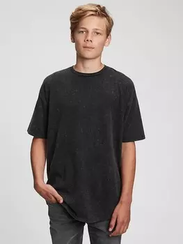 Детская футболка с закругленным краем Gap, черный