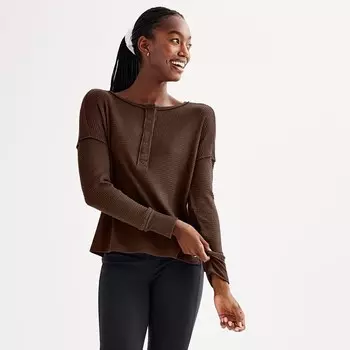 Детская футболка SO Cozy Henley, цвет Beau Brown