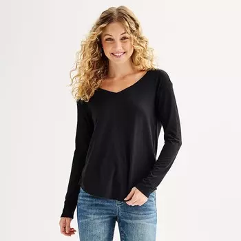 Детская футболка SO с длинными рукавами и V-образным вырезом, цвет Black Luxe