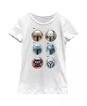 Детская футболка со шлемом и кругами для девочек «Звездные войны: мандалорский персонаж» Disney Lucasfilm