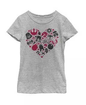 Детская футболка со значками сердца «Звездные войны» для девочек на День святого Валентина Disney Lucasfilm