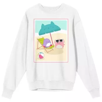 Детская футболка Squishmallows Archie & Beula Beach с рисунком и длинными рукавами Licensed Character, белый