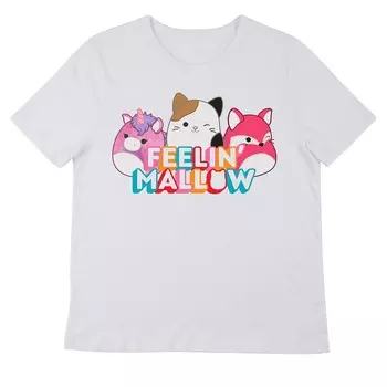Детская футболка Squishmallows Feelin' Mallow с короткими рукавами и рисунком Licensed Character, белый