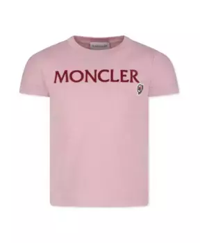 Детская футболка сс модная коллекция Moncler, розовый