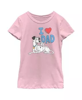 Детская футболка «Сто один далматинец» для девочек «Пончо» и «Счастливчик, я люблю папу» Disney