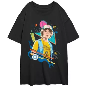 Детская футболка Stranger Things Dustin, объемная футболка с рисунком Licensed Character, черный