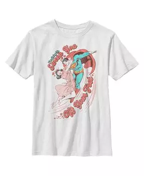 Детская футболка Супермен для мальчиков на День святого Валентина Сними тебя с ног DC Comics, белый