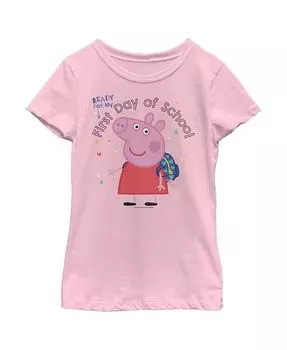 Детская футболка Свинка Пеппа для девочек Готовы к первому дню в школе Hasbro, розовый