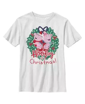 Детская футболка «Свинка Пеппа» для мальчика «Ура, это рождественский венок» Hasbro