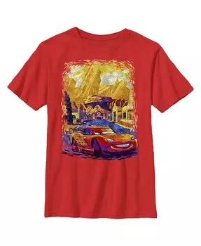 Детская футболка Тачки Ван Гога с изображением Молнии Маккуина для мальчиков Disney Pixar, красный