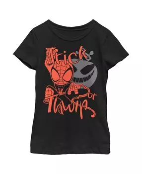 Детская футболка Trick Or Thwip с изображением Человека-паука на Хэллоуин для девочек Marvel