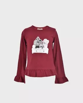 Детская футболка в красную полоску с рисунком спереди La Ormiga, красный